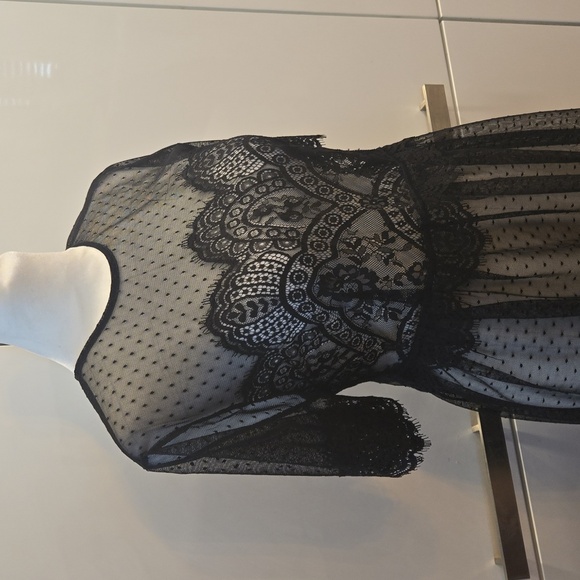 Free People Sheer Crochet Lace Embroidered Maxi Dress Top Black Size Small - Picture 2 of 12